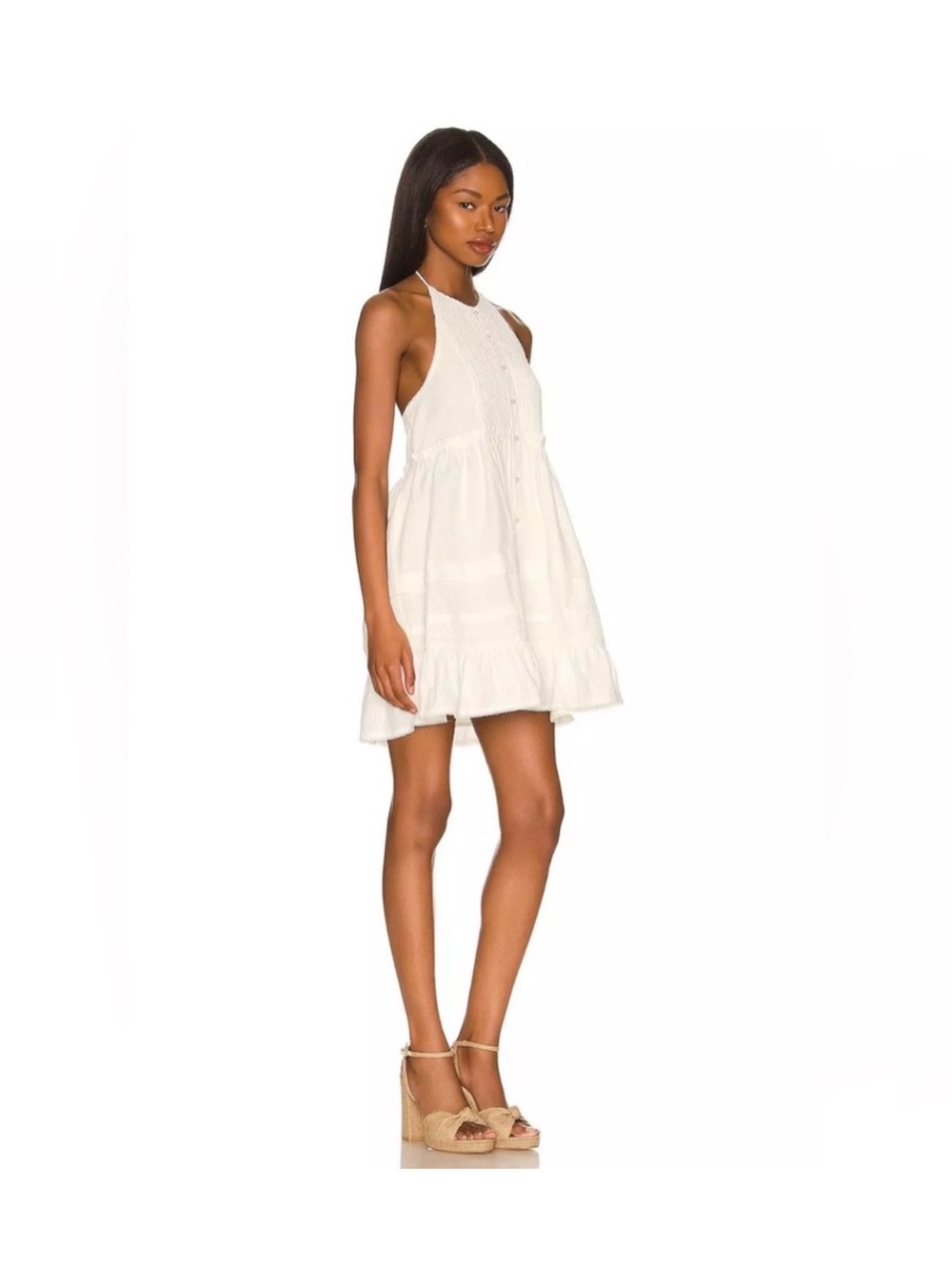 Free People Dessert Days halter Boho button down lined Mini Dress small